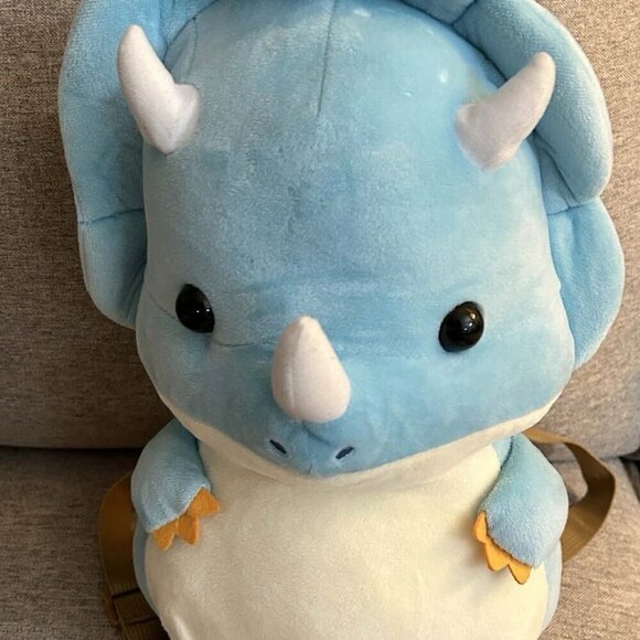 Fukuya Other - NWT Japan Yuru Yuru Saurus Blue Triceratops Plush Kids Backpack